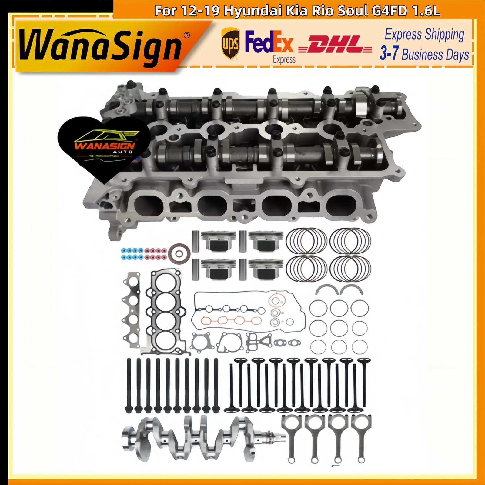 Long Short block Engine Assembly Gasket Set Bolts For 2012-2019 Hyundai Kia Rio Soul G4FD 1.6L
