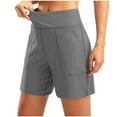 thumbnail image 1 of Long Shorts for Women New Bermuda Shorts for Women Wide Leg Yoga Shorts High Waist Athletic Long Shorts with Pockets Summer Workout Shorts Gray XXL, 1 of 9
