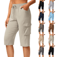 thumbnail image 1 of Long Shorts for Women Petite Lightweight Quick Dry Hiking Cargo Shorts with Pockets Summer Drawstring Bermuda Short Beige XL, 1 of 8