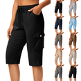thumbnail image 1 of Long Shorts for Women Petite Lightweight Quick Dry Hiking Cargo Shorts with Pockets Summer Drawstring Bermuda Short Black XL, 1 of 8