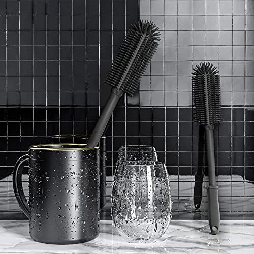 Long Silicone Bottle Cleaning Brush | 2 Pack| 16”+13”Water Bottle Brush Cleaner Brush for Hydro Flask,Glassware,Vacuum Sports Bottle&Vases,Silicone Water Bottle Cleaner Brush for Narrow Neck