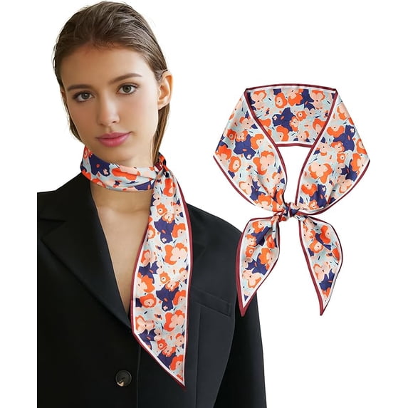 Long Silk Feel Scarf Women Hair Scarf Satin Neck Scarf Tie Bandana Headband Scarf Edge Wrap Head Scarf Purse Handbags