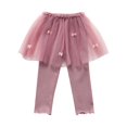 thumbnail image 1 of Long Skater Skirts for Girls Girls Footless Leggings with Ruffle Tutus Skirt, Kids Bowknot Cotton Mesh Tulles Pantskirt Tulles Skirt for Girls Purple 7Y, 1 of 4