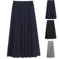 thumbnail image 1 of Long Skirt Elastic High Waist Junior Uniform Pleated Short Skirt Mid Length Skirt College Style Elastic Waisted Student Skirt Black 4Xl, 1 of 3