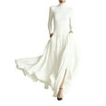thumbnail image 1 of Long Skirt Sets Women 2025 High Waist Knit Dresses Autumn Winter Long Sleeve Slim Maxi Skirts Dress Long Style Elegant Atmospheric Dress Everyday Womens Wedding Guest Dress White XL, 1 of 4