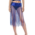 thumbnail image 1 of Long Skirt for Women Dance Waist Skirt with Fringe Tassel Belt for Latin Belly Dance Practice Performance Blue One Size, 1 of 4