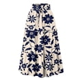 thumbnail image 1 of Long Skirt for Women Floral Print Pleated Flowy Maxi Skirts Casual Drawstring High Waisted A Line Skirts Women Clothing, 1 of 6