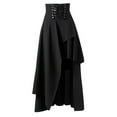 thumbnail image 1 of Long Skirt for Women High Waisted Goth Crisscross Lace-Up Asymmetrical Ruffle Hi-low Hem Vintage Maxi Skirts, 1 of 3