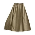 thumbnail image 1 of Long Skirts Women Summer Solid Color Casual Slimming Irregular Lacing Medium Length Large Swing A Line Skirt Summer Dresses Women 2025 Khaki, 1 of 3