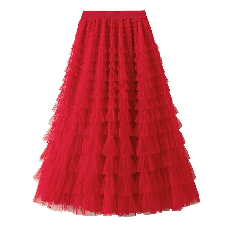 Long Skirts for Women Dressy Casual Prom Party Ruffle Tiered Cute