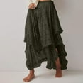 thumbnail image 1 of Long Skirts for Women Elastic Waist Lace Ruffle Tiered Maxi Skirt for Women Irregular Hem Boho Casual Party Beach Flowy Skirts, 1 of 7
