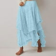 thumbnail image 1 of Long Skirts for Women Elastic Waist Lace Ruffle Tiered Maxi Skirt for Women Irregular Hem Boho Casual Party Beach Flowy Skirts, 1 of 7
