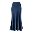thumbnail image 1 of Long Skirts for Women Fall Stretchy Flowy Maxi Skirt Dressy Casual for Work, Soft Fold Over High Waisted, 1 of 7