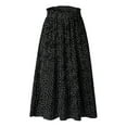 thumbnail image 1 of Long Skirts for Women Fashion Printed Long Skirt Leopard Floral Pocket Pressed Pleated Style Womens Clothes Black L, 1 of 5