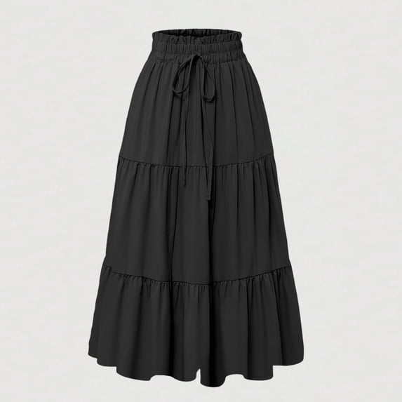 Long Skirts for Women Flowy Boho Tiered Renaissance Maxi Skirt with Pockets