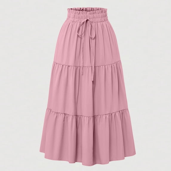 Long Skirts for Women Flowy Boho Tiered Renaissance Maxi Skirt with Pockets
