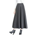 thumbnail image 1 of Long Skirts for Women High Elastic Waist Maxi Wool Skirt A Line Plaid Warm Flare Long Skirt Womens Clothes Grey M, 1 of 3