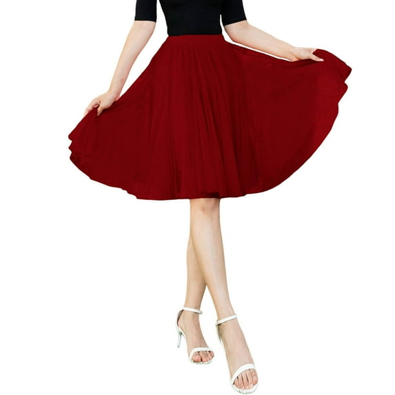 Long Skirts for Women High Knee Skirt Pleated Length Skirt Dancing Half Skirt Solid Womens Clothes One Size