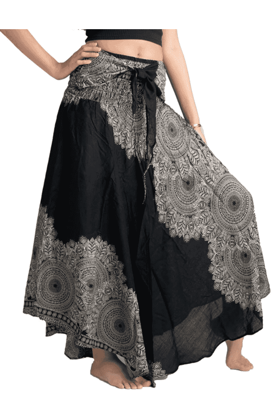 Skirts for Women Maxi Skirts High Waisted Boho Floral Printed Causal Skirt Flowing Long Skirt Black