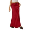 thumbnail image 1 of Llgiddwo Long Skirts for Women Solid Color Elastic Waist Maxi Skirt with Drawstring Women Beach Fashion Clothing, 1 of 7