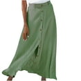 thumbnail image 1 of Long Skirts for Women Summer Fashion Solid Color Mid Waist Maxi Skirt Bohemian A-Line Button Skirts on Clearance, 1 of 7