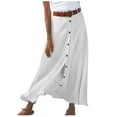 thumbnail image 1 of Long Skirts for Women Summer Fashion Solid Color Mid Waist Maxi Skirt Bohemian A-Line Button Skirts, 1 of 5