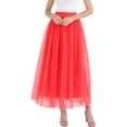 thumbnail image 1 of Long Skirts for Women Tiered Layered Mesh Ballet Prom Party Tutu A Line Midi Skirt Womens Clothes Red S, 1 of 4
