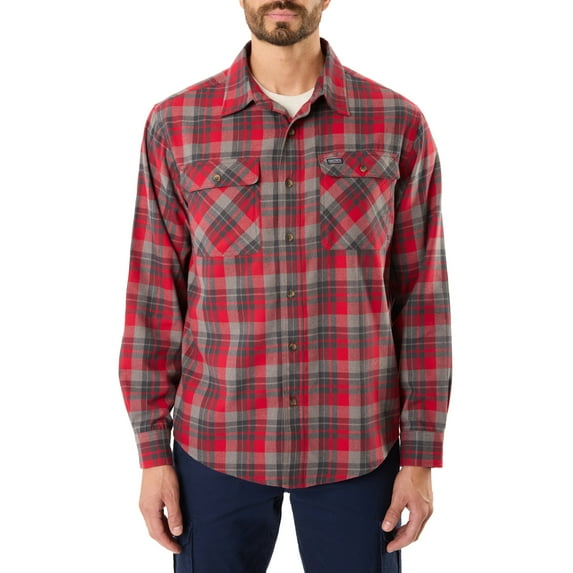 Long Sleeve 2-Pocket Plaid Flannel Shirt With Pen-Slot