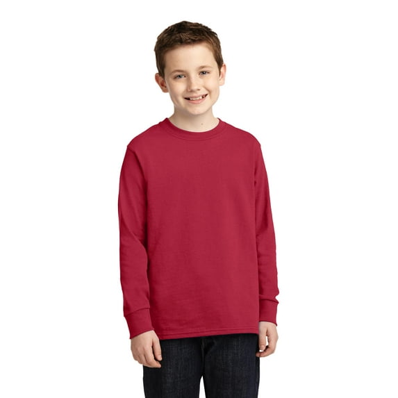 Long Sleeve 54oz 100% Cotton Tshirt (PC54YLS) Red, XS