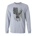 thumbnail image 1 of Long Sleeve Adult T-Shirt American Flag Hunting Deer Patriotic Support DT, 1 of 2