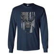 thumbnail image 1 of Long Sleeve Adult T-Shirt American Flag Hunting Deer Patriotic Support DT, 1 of 2