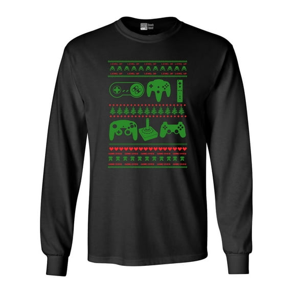 Long Sleeve Adult T-Shirt Controller Video Games Ugly Christmas Funny DT