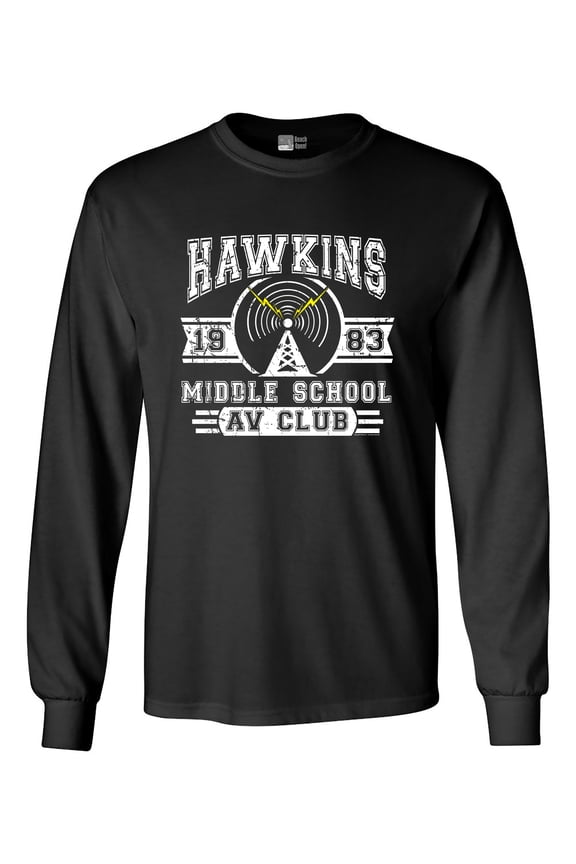 Long Sleeve Adult T-Shirt Hawkins Lab Middle School 1983 AV Club Parody Funny DT