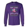 thumbnail image 1 of Long Sleeve Adult T-Shirt Here Comes Santa Floss Dance Christmas Funny DT, 1 of 2
