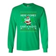 thumbnail image 1 of Long Sleeve Adult T-Shirt Here Comes Santa Floss Dance Christmas Funny DT, 1 of 2