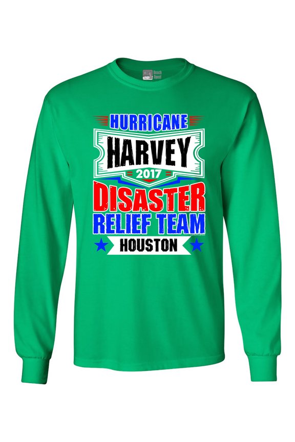Long Sleeve Adult T-Shirt Hurricane Harvey Disaster Relief Team Houston 2017 DT