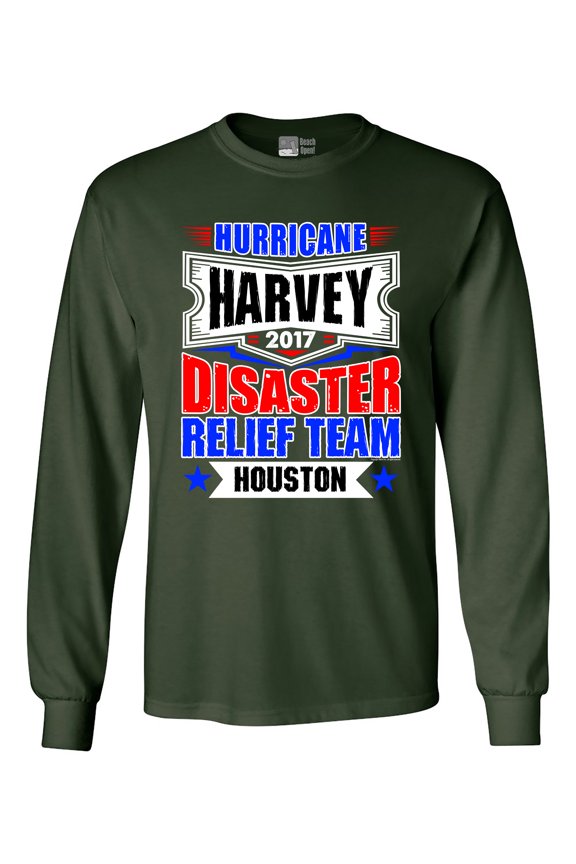 Long Sleeve Adult T-Shirt Hurricane Harvey Disaster Relief Team Houston 2017 DT