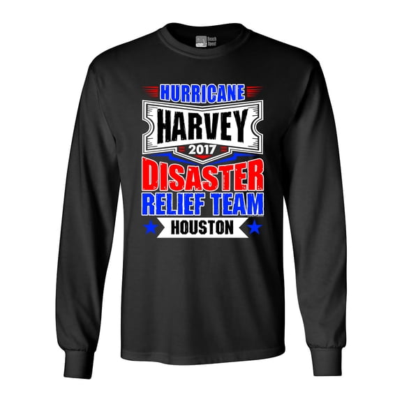 Long Sleeve Adult T-Shirt Hurricane Harvey Disaster Relief Team Houston 2017 DT