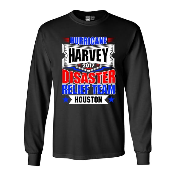 Long Sleeve Adult T-Shirt Hurricane Harvey Disaster Relief Team Houston 2017 DT
