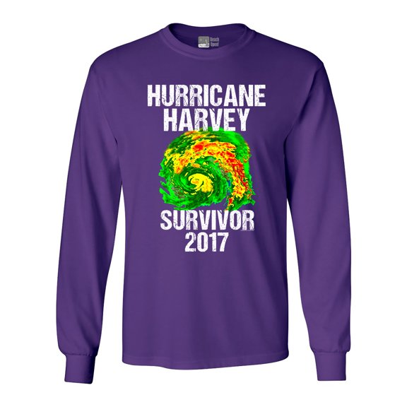Long Sleeve Adult T-Shirt Hurricane Harvey Storm Survivor Houston Texas 2017 DT
