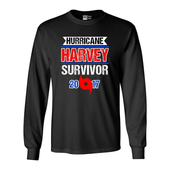Long Sleeve Adult T-Shirt Hurricane Harvey Survivor Cyclone Symbol 2017 Houston Texas DT