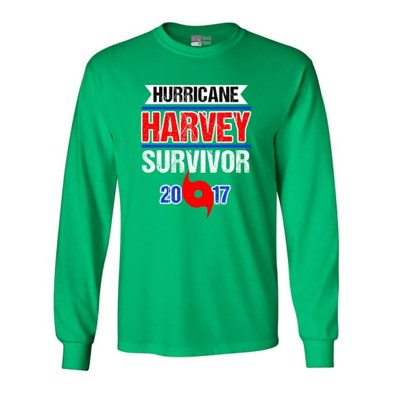 Long Sleeve Adult T-Shirt Hurricane Harvey Survivor Cyclone Symbol 2017 Houston Texas DT