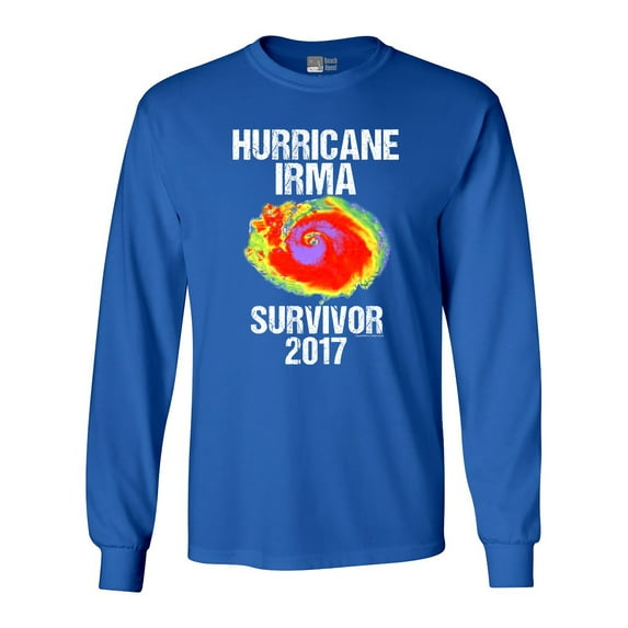 Long Sleeve Adult T-Shirt Hurricane Irma Survivor 2017 DT