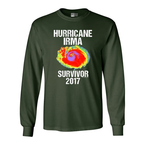 Long Sleeve Adult T-Shirt Hurricane Irma Survivor 2017 DT
