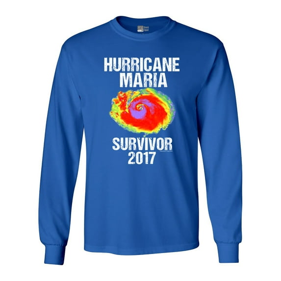 Long Sleeve Adult T-Shirt Hurricane Maria Survivor 2017 DT