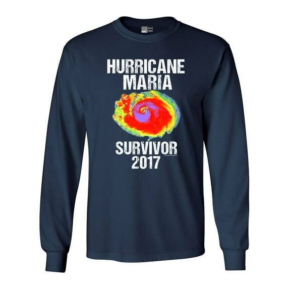 Long Sleeve Adult T-Shirt Hurricane Maria Survivor 2017 DT