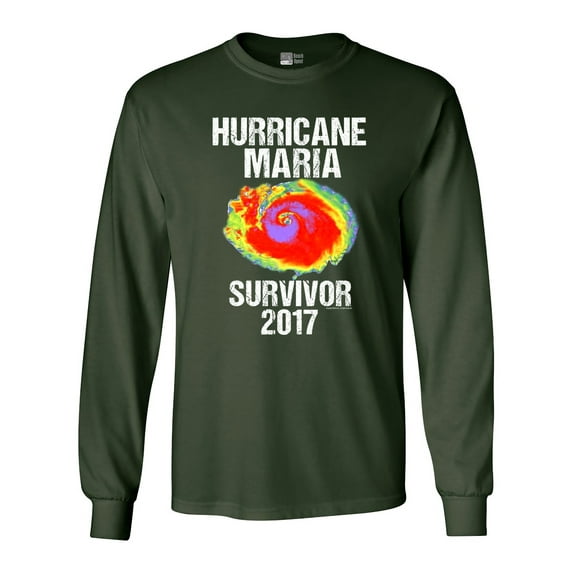 Long Sleeve Adult T-Shirt Hurricane Maria Survivor 2017 DT