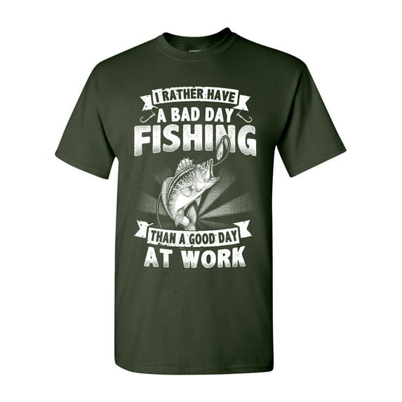 Long Sleeve Adult T-Shirt I Rather Have A Bad Day Fishing Than A Good Day At Work Funny DT
