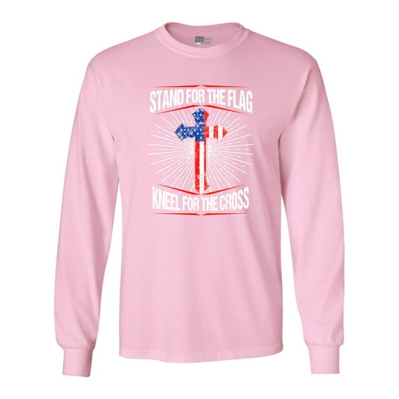 Long Sleeve Adult T-Shirt I Stand For Flag Kneel For Cross American Flag DT