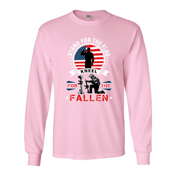 Long Sleeve Adult T-Shirt I Stand For The Flag Kneel For The Fallen USA DT